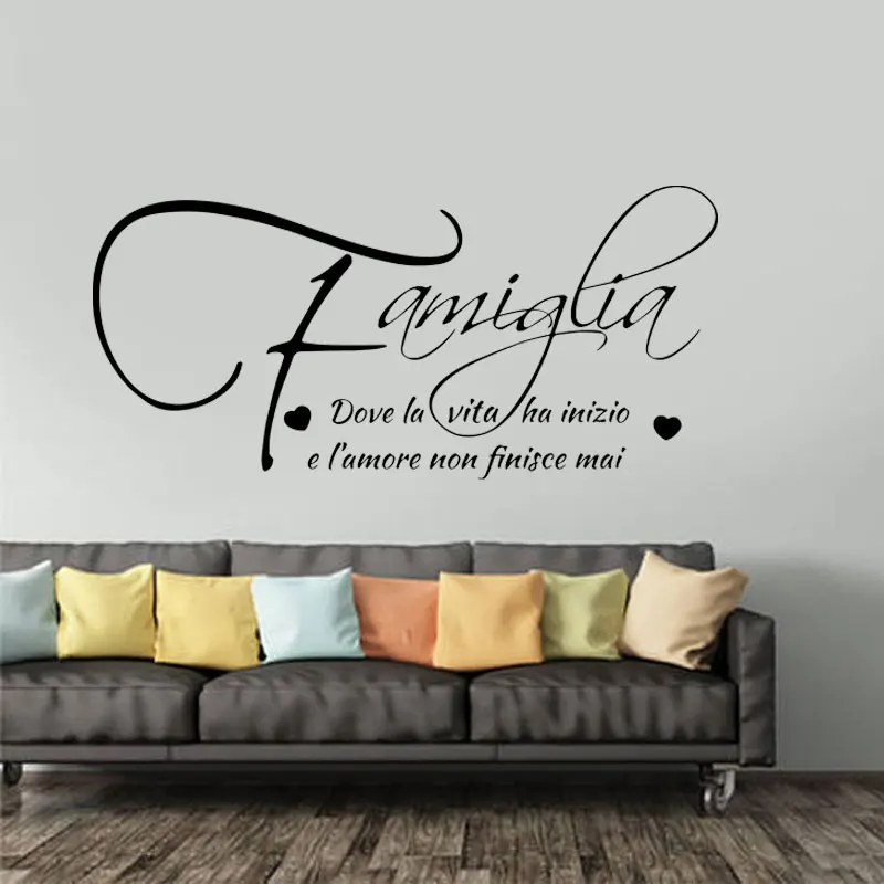 Family Love Quotes In Italian Wall Sticker Murali Frasi Famiglia Adesivi Da Parete Scritta Famouse Love Quotes Wall Sticker H513