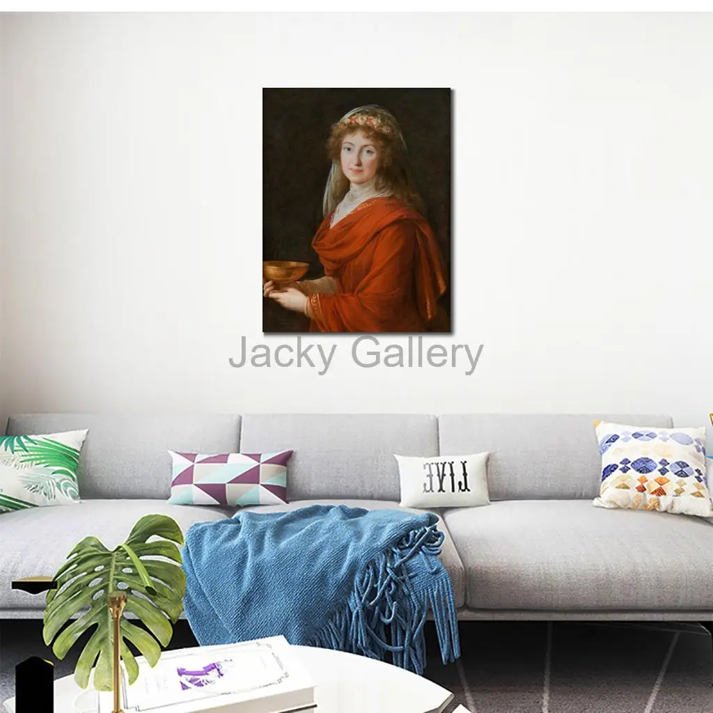 Countess Siemontkowsky Bystry Hand Painted French Portrait Oil Painting Elegant Woman Canvas Art Large Wall Decor for Apartment