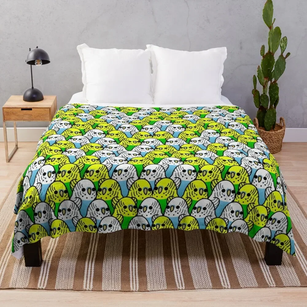 Too Many Birds! - Budgie Squad 1 Throw Blanket Beautifuls Decorative Beds warm for winter Large Blankets