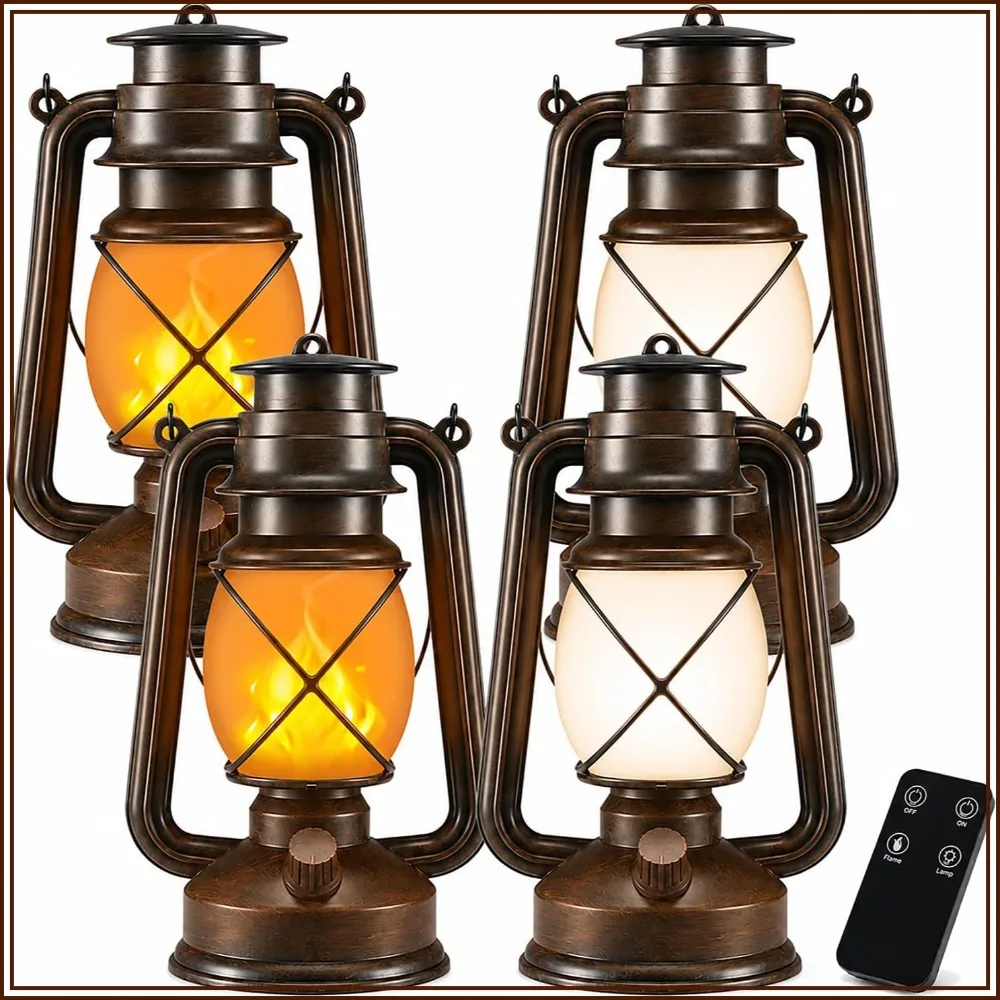 Battery Powered Vintage LED Lanterns with Remote Control