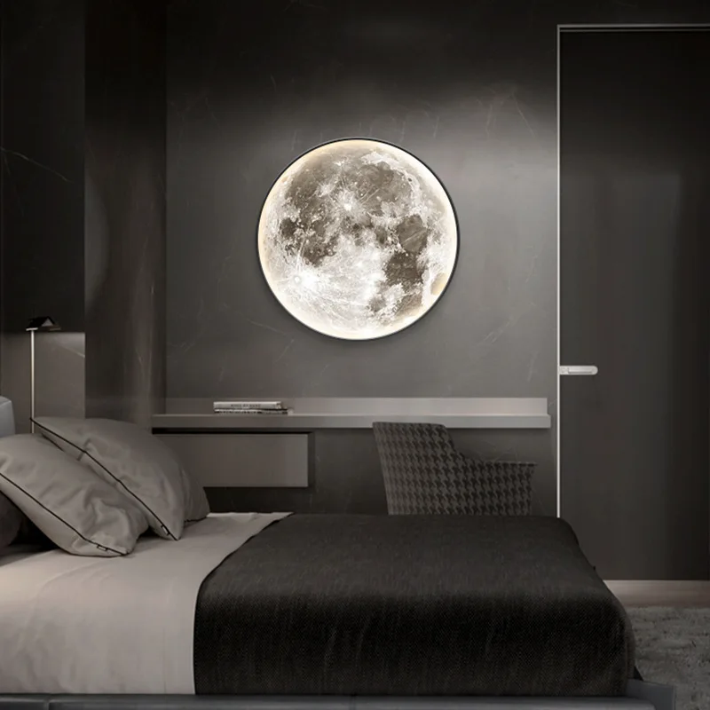 

Nordic LED Moon Wall Light for Bedroom Bedside Living Room Home Decoration Remote Control Surface Inoor Lighting Background Lamp