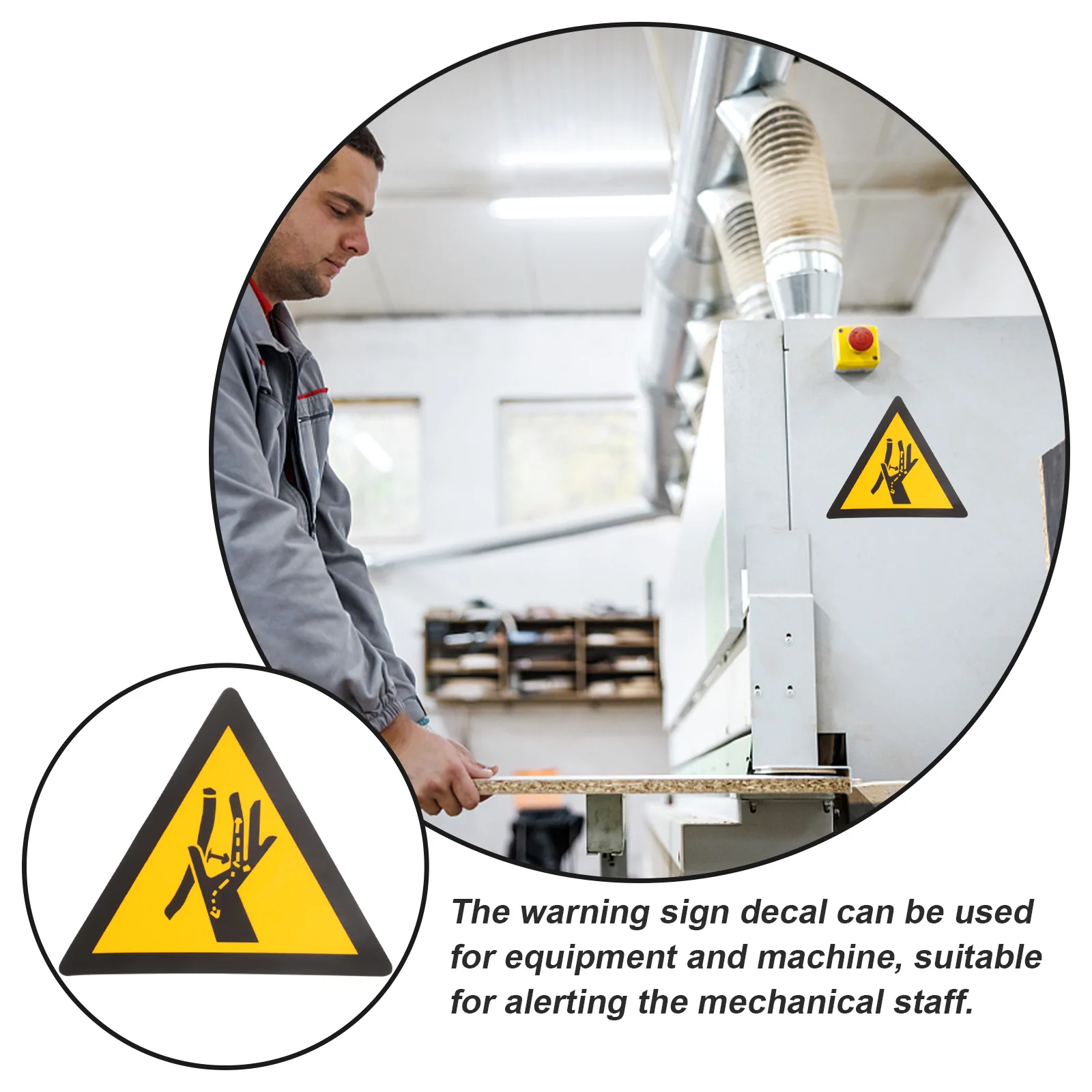 ملصق علامة تحذير السلامة ملصق خطر قرصة اليد لمعدات الآلات ملصق لاصق تحذير ملصق سلامة اليد