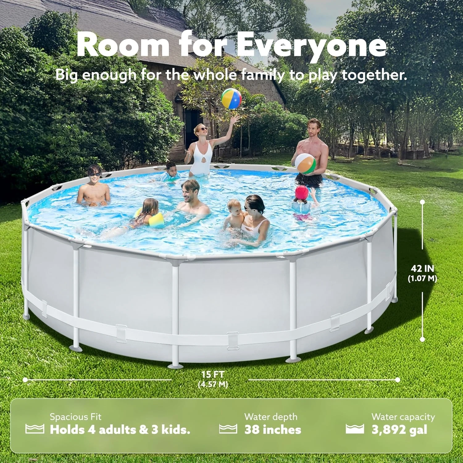 15フィート x 42インチ 屋外用丸型フレーム地上設置プー - Kids Outdoor Frame のレビューと価格