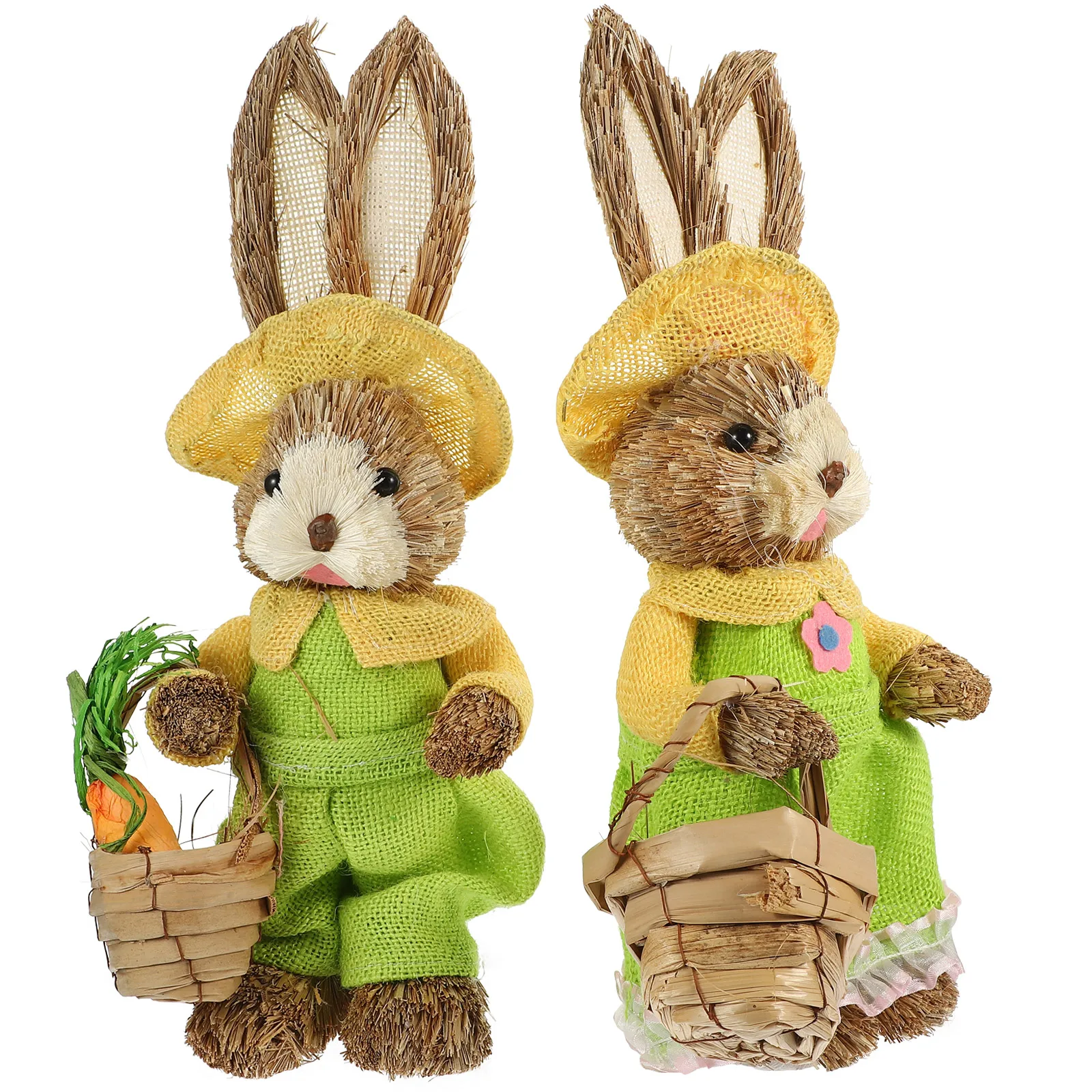 

2pcs Straw Ornament Wicker Bunny Statue Lightweight Diverse Decor Home Decor Indoor Figurines