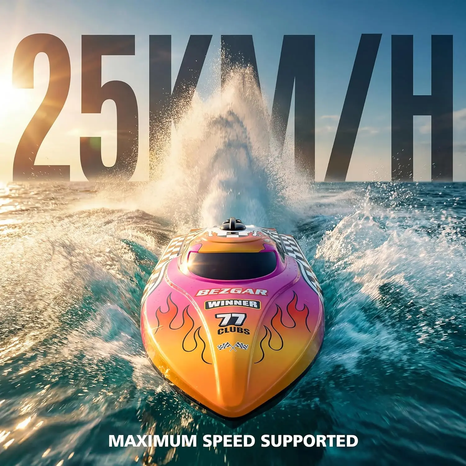 Remote Control Boat 12 Inch, High-Speed 25 KPH RC Boat for Kids and Adults, Waterproof Toy with 2 Rechargeable Batteries for Pool and Lake