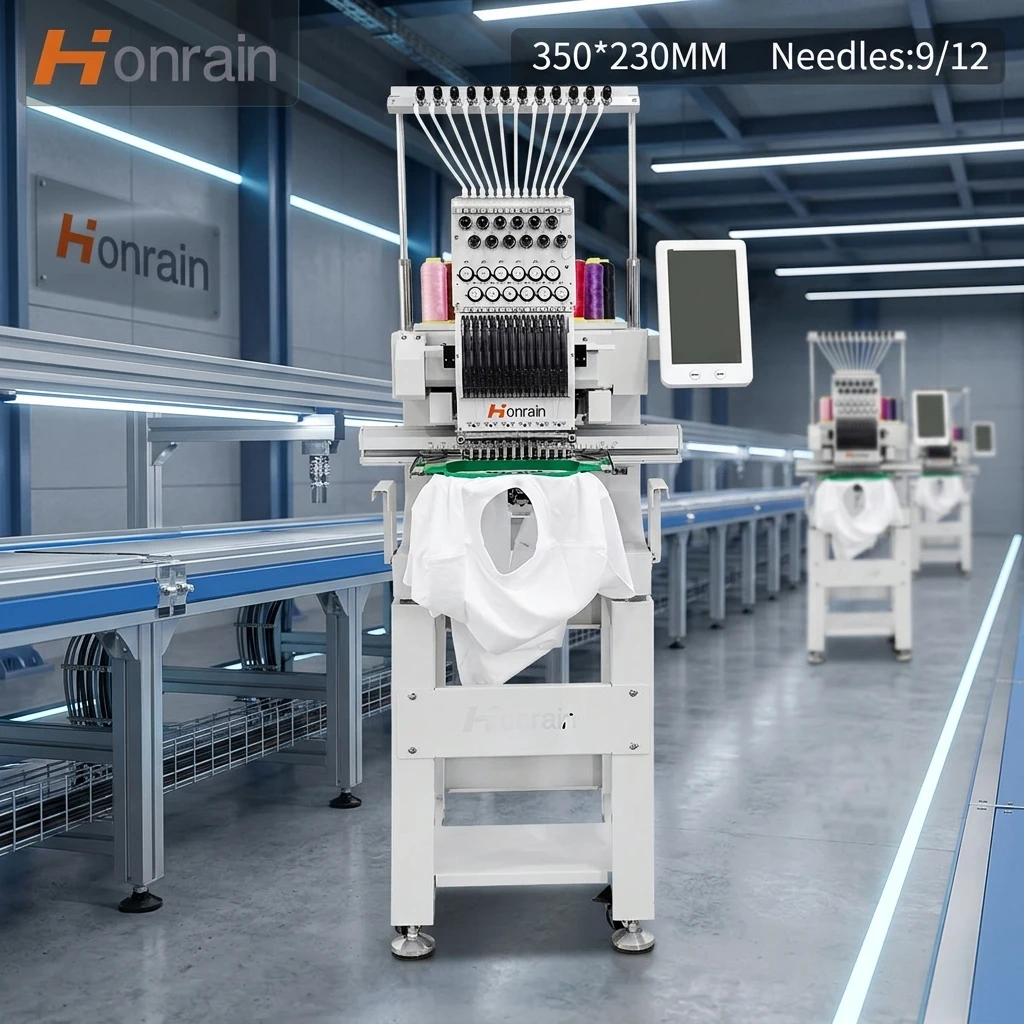 Factory Production Mini Embroidery Machine Automatic Computerized Embroidery Machine 1 Head T-shirt Clothes Monogramming Machine
