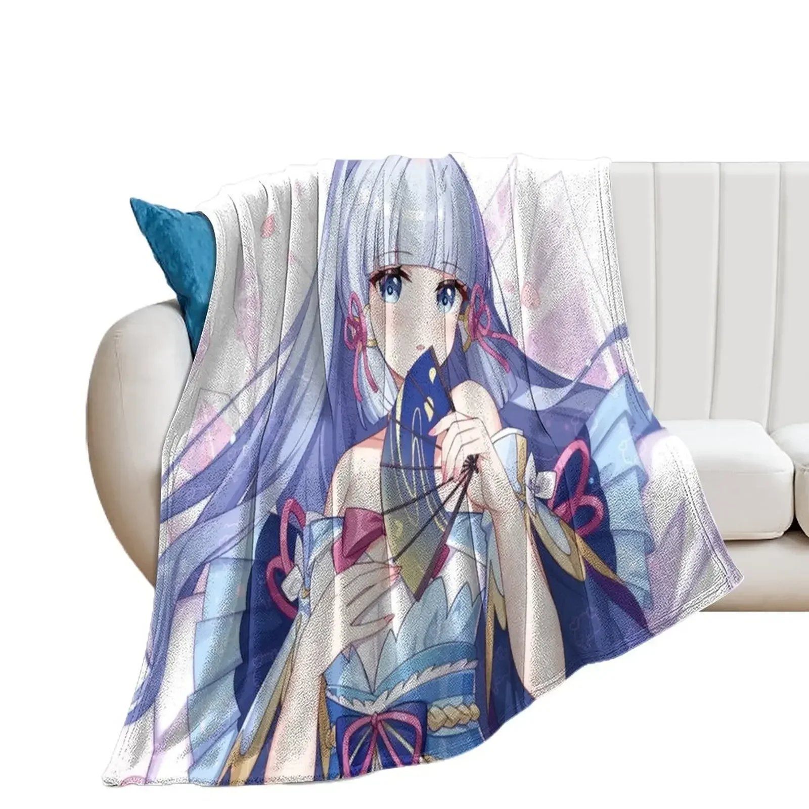 Kamisato ayaka Throw Blanket Furry Weighted Designers Blankets