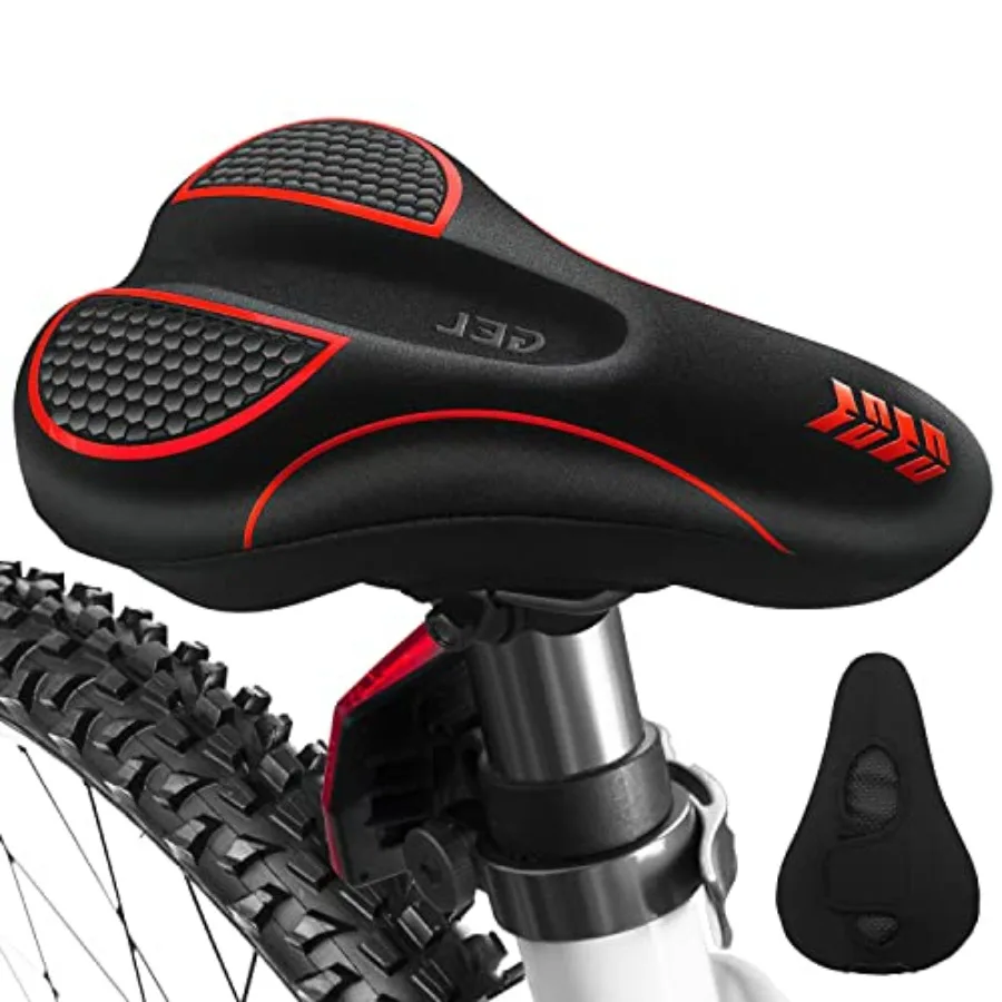 

Bike Seat Cushion - Gel-Padded Saddle Cover for Indoor/Outdoor Cycling, Soft Black Foam Cushion for Enhanced Comfort on Spin St