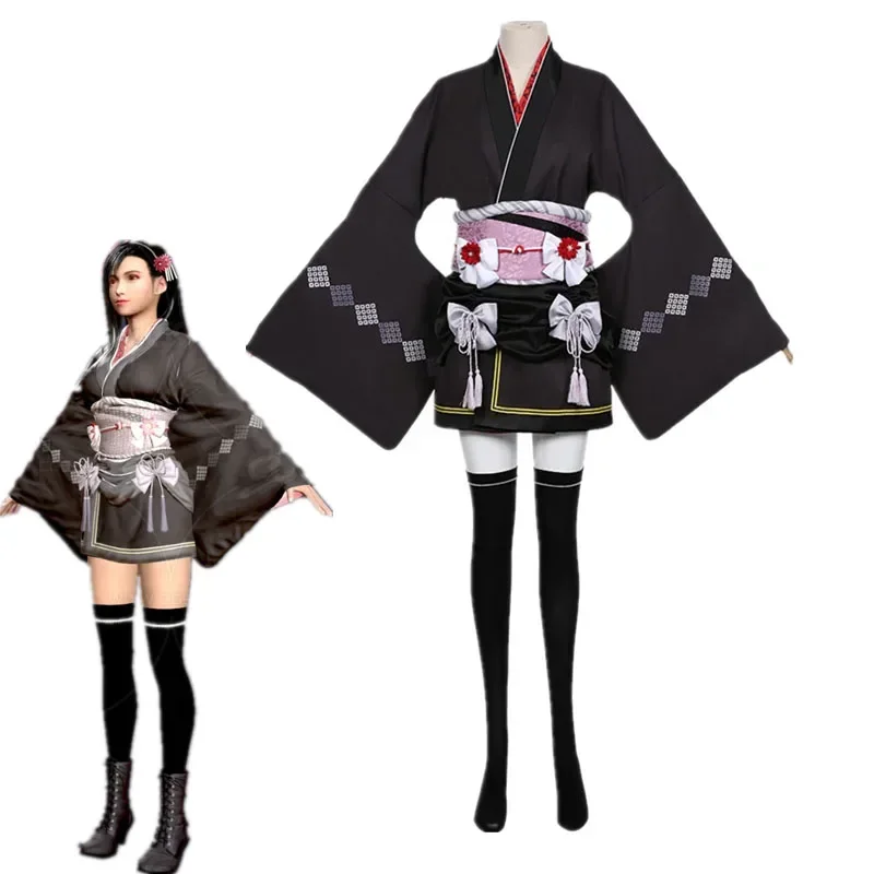 Anime Cosplay Costume Final Fantasy 7 Remake Tifa Lockhart Short Kimono Lovely Uniform Halloween Suit For Women cosplay dress