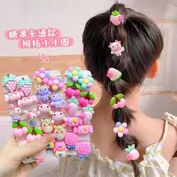 Children's Candy Color Cartoon Scrunchies Headwear Girl Cute High Beauty Baby Thumb Rubber Band Headrope Leather Band