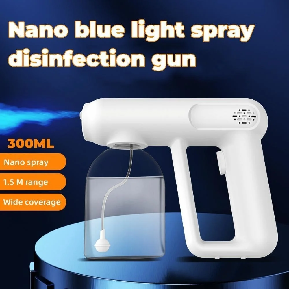 

300ML Nano Blue Light Spray Disinfection Gun Type-C Spray Atomizer Household Hand-held Alcohol Disinfection Atomizer Spray Gun