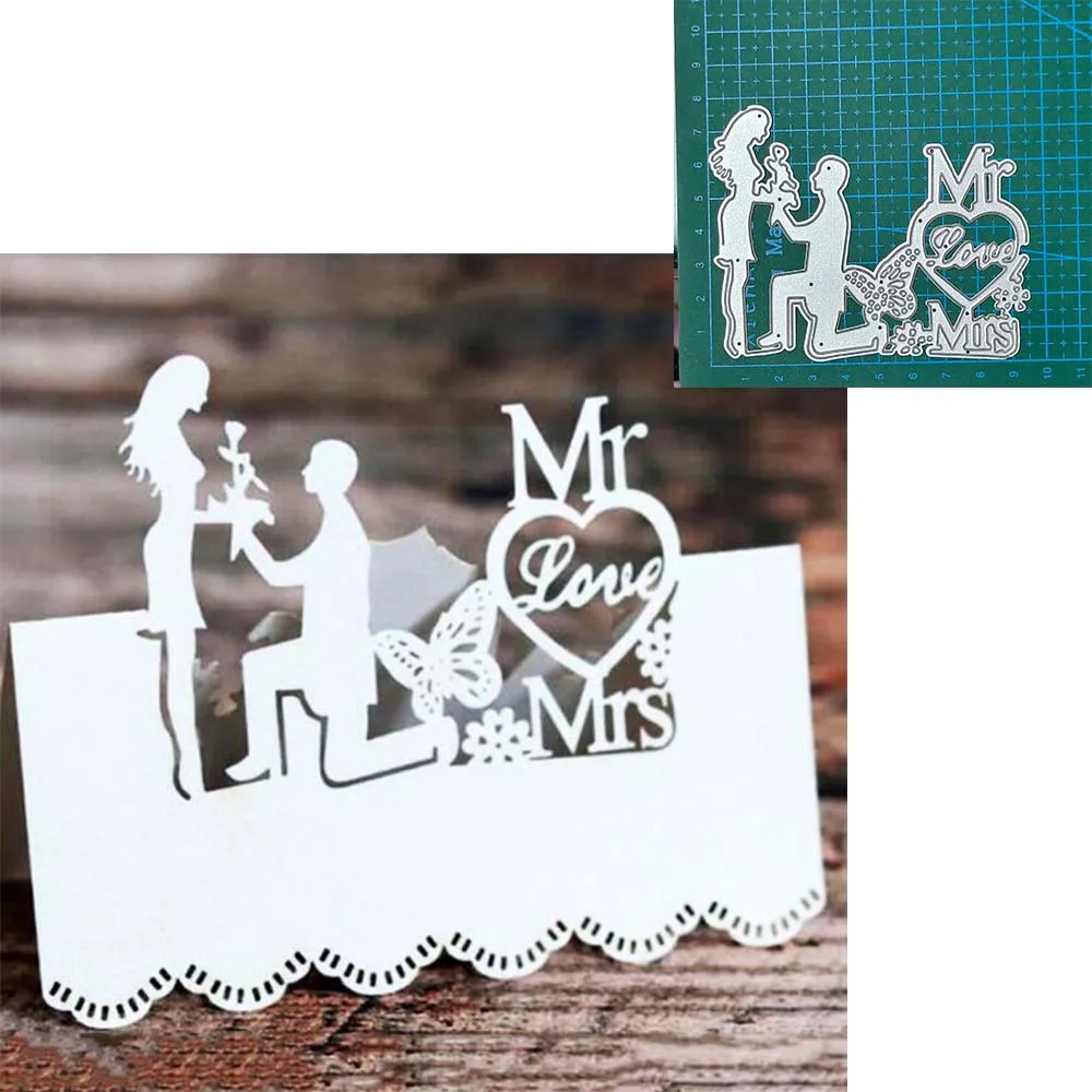 Para ślubna metalowe matryce do wycinania formy Scrapbooking dekoracja papier rzemiosło nóż forma ostrze dziurkacz szablon szablony do wytłaczania