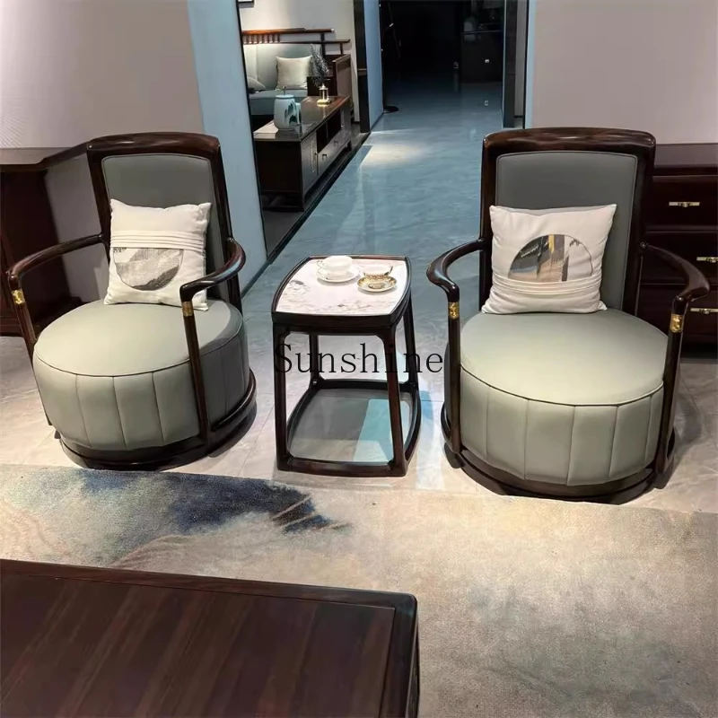 

Chinese light luxury all solid wood leisure armchair three-piece living room villa single sofa