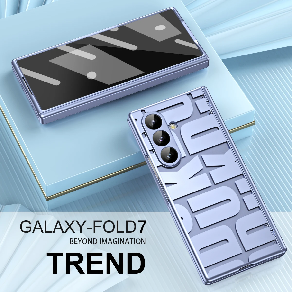 Fashion Letter Electroplated Hard PC Back Cover Case For Samsung Galaxy Z Fold 7 6 5 4 3 2 with Glass Screen Film