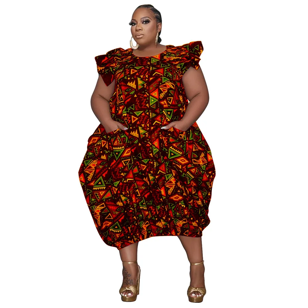 L-4XL African Dresses for Women 2023 Spring Summer Sleeveless Blue Red Africa Clothing Ankara Robe Africaine Wedding Party Gowns