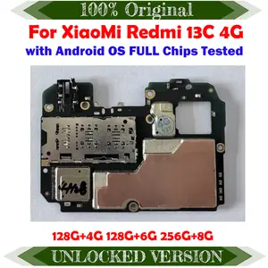 Bilashmart Working Unlocked Main Mobile Board Mainboard Xiaomi REDMI 13C 4G Version Motherboard With Chips Circuits 128G 256GB