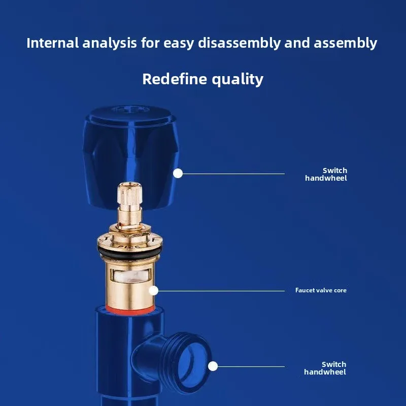 Universal Faucet Core All Copper 4-point Quick Opening Faucet Core Triangle Valve Single Cold Hot Water Ceramic Accessories