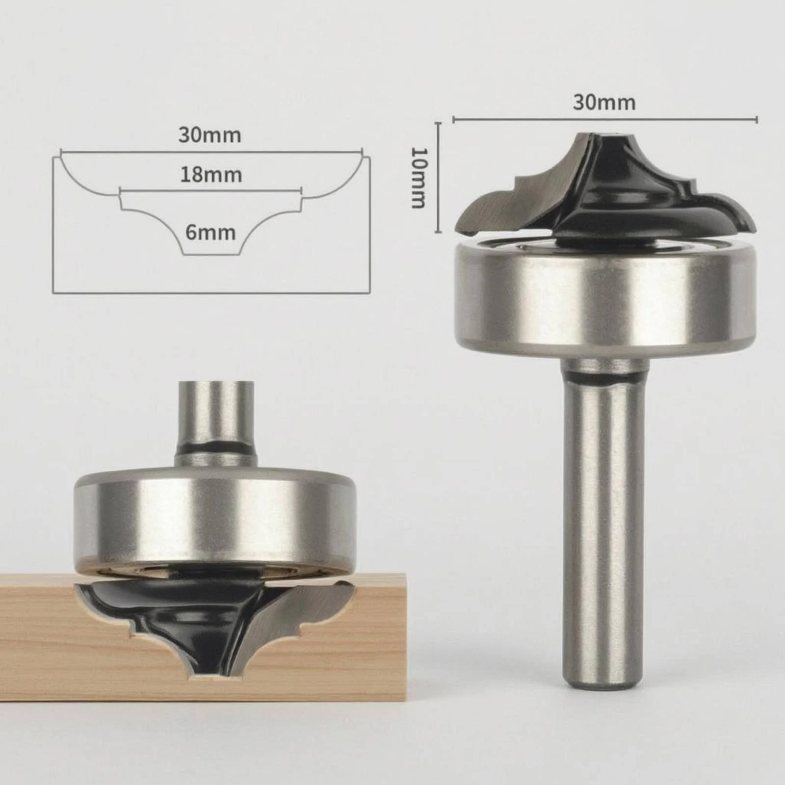 

Flush Trim Router Bit Metal Body Bottom Bearing Trim Bit Woodworking Tool Silver and Black Smooth Cut for Shaping