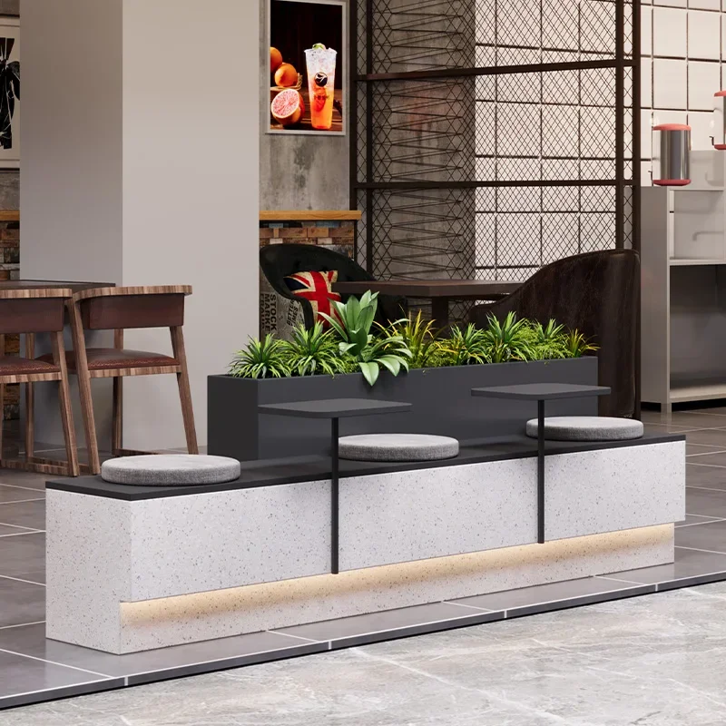 

flower box combination cafe imitation terrazzo wall seat flower bed shop landscaping flower slot leisure chair