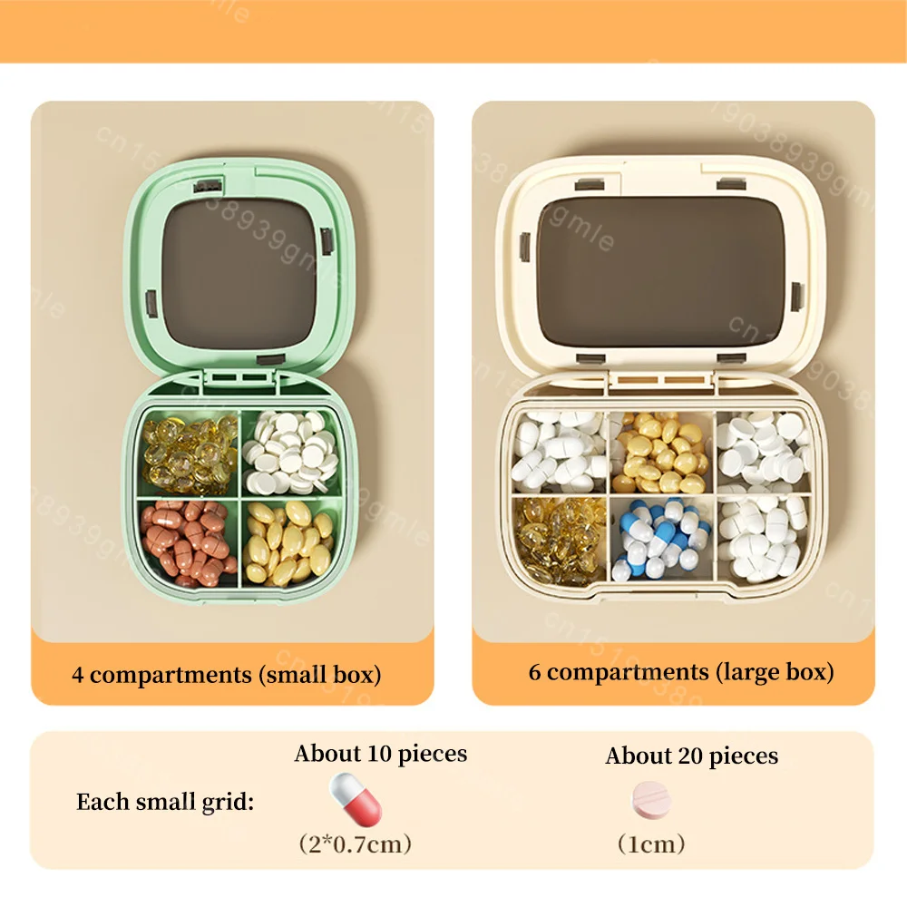 4/6Grids Organizer Container Travel Weekly Pill Box Transparent Sealed Moisture-Proof Sealed Plastic Travel Medication Organizer