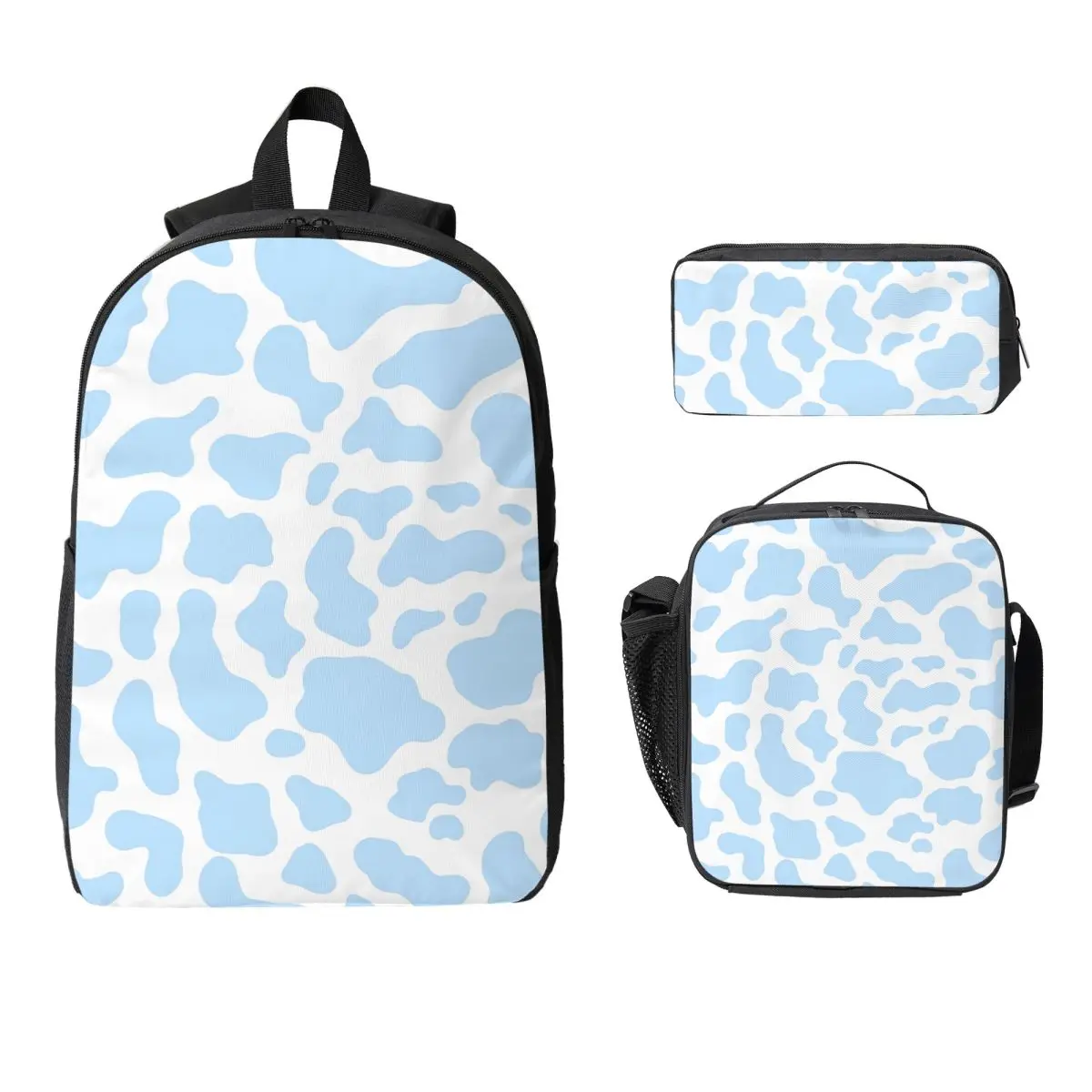 Preppy School Supplies Blue Backpack Student Boys Girls BookBag School Bag Shoulder Bags 3ps Insulated Lunch Bag Pencil Case