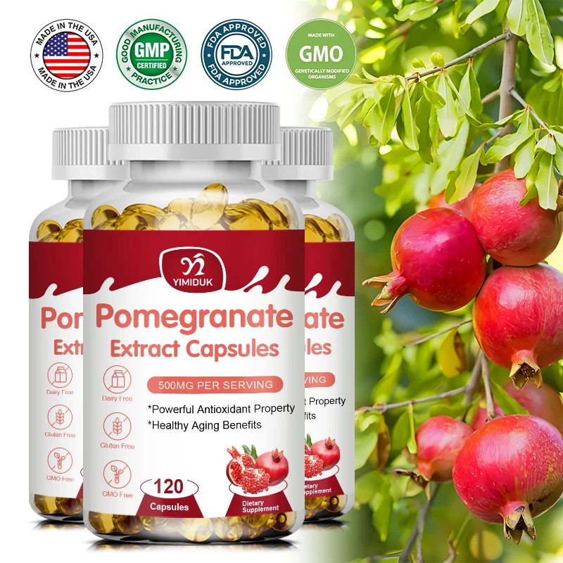 Natural Pomegranate Capsules for Skin & Heart Health Joint Support & Pre Workout for Men & Women  - Nitric Oxide Supplement