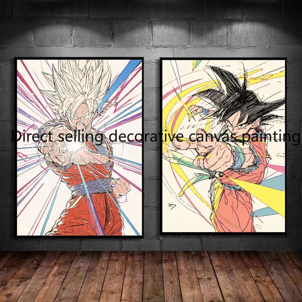 Retro Anime Dragon Ball Schets Stijl Super Cool Goku Vegeta Poster Hd Gedrukt Canvas Schilderij Home Decor Poster Cadeau