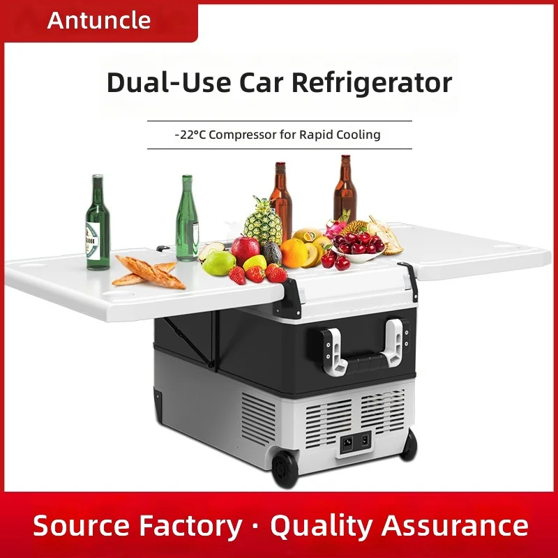 45L Car Refrigerator with Compressor Cooling,Dual Zone 12V/24V DC & 110V AC,Portable Outdoor Fridge for Camping,Off-Road Vehicle