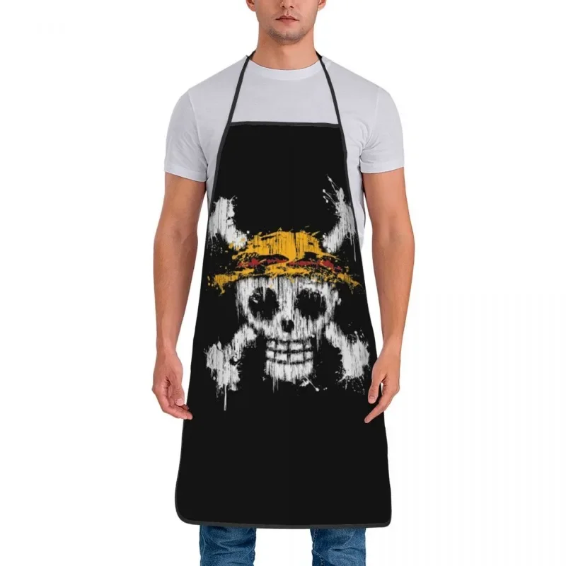 One Piece Apron Unisex Anime Straw Hat Pirates Cuisine Cooking Baking Household Cleaning Tablier Adult Children Garden Bibs Gift