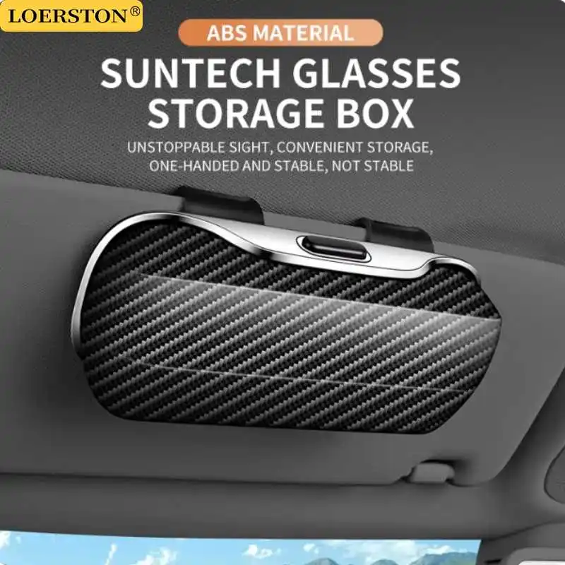 Caixa de óculos portátil para carro, suporte para óculos de sol no carro, suporte para óculos de direção, estojo para óculos, viseira solar, suporte para lentes de carro