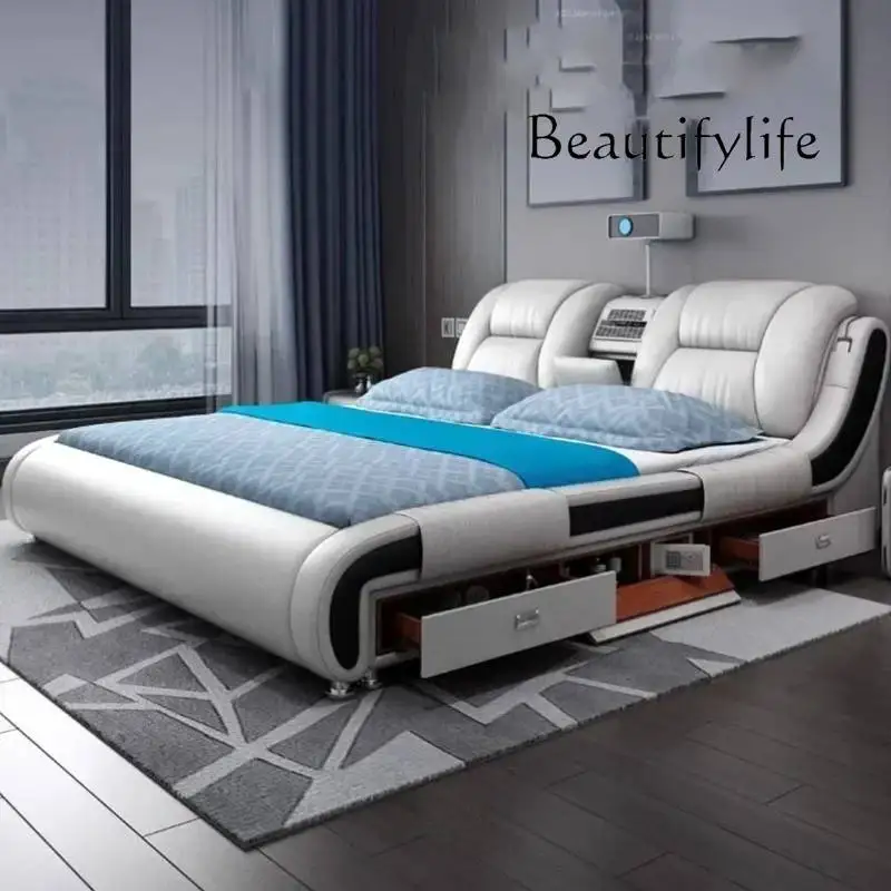 X queen luxo moderno cama de casal armazenamento multifunções quarto rei cama de casal quadro branco inteligente caixa casal móveis do quarto