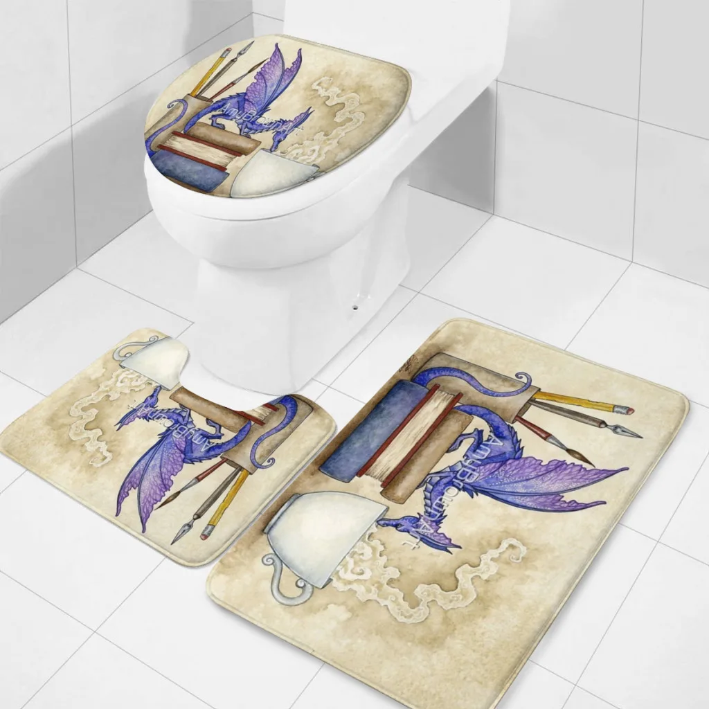 Whats In Here Bathroom Rugs Set 3 Piece U-Shaped Toilet Rug Soft Non-Slip Thick Bath Mat