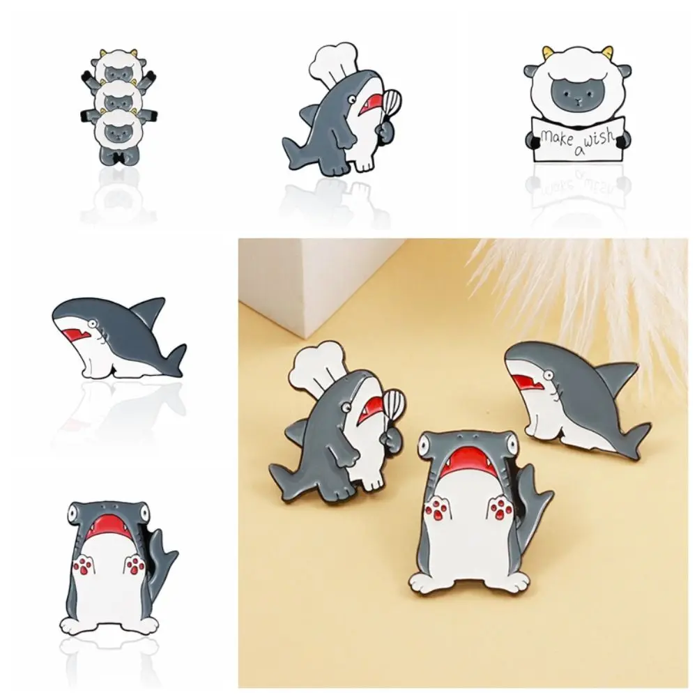 Clothing Accessories Alloy Cartoon Sheep Enamel Pin Whale Animals Chef Badge Daily