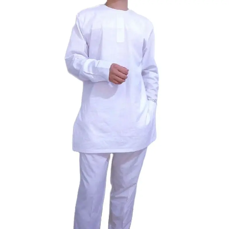 Chemise blanche à manches longues pour hommes, conception simple, olympiques pantalons, tenues africaines, vêtements de fête, Y + fjsimplicité