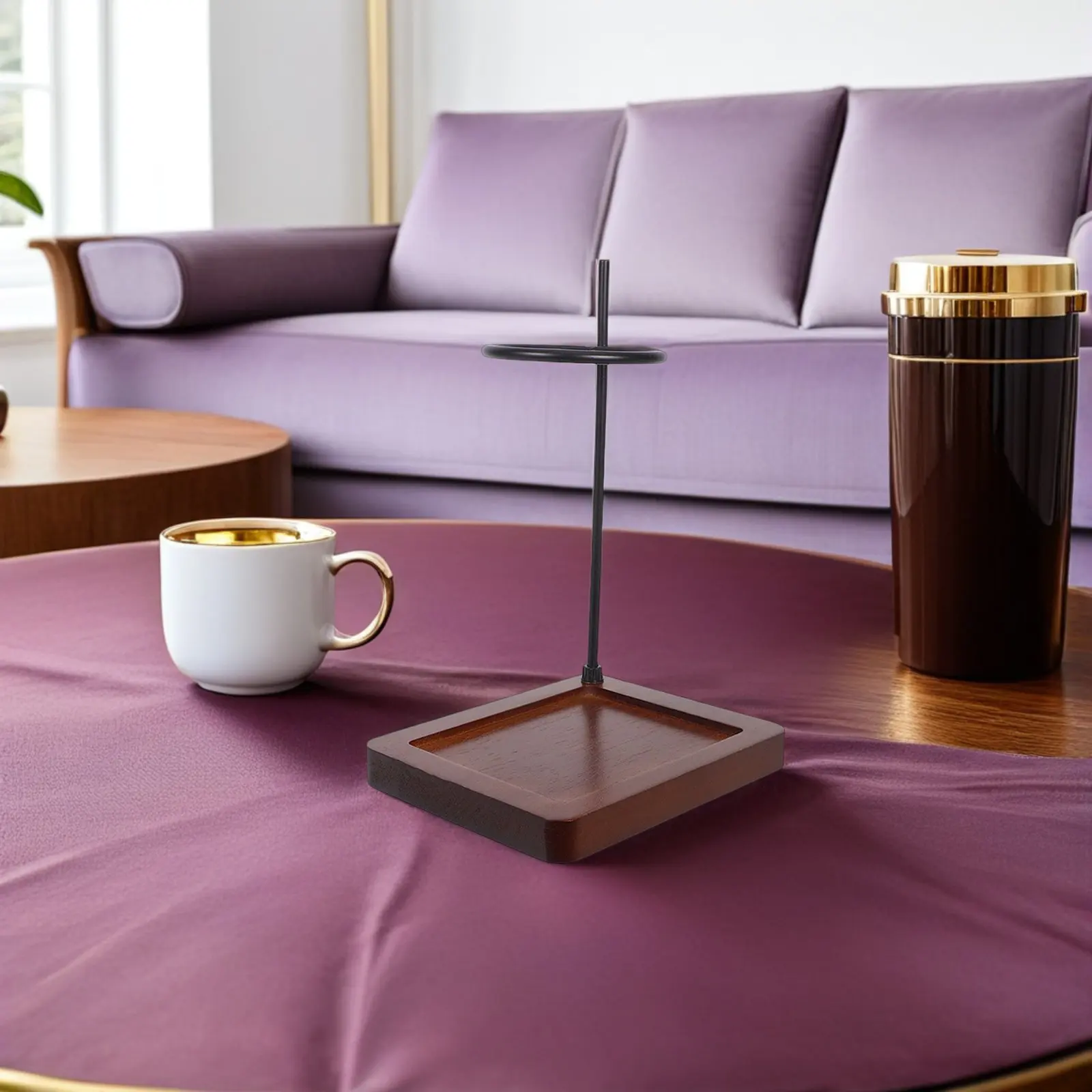 

Manual Coffee Dripper Stand Wooden Base Metal Wire Holder Pour-Over Filter Cup Station 7.3cm Aperture Coffee Rack