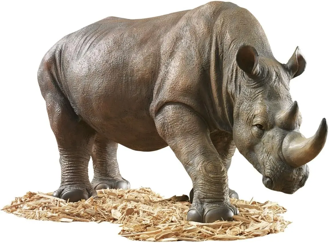 South African Rhino Outdoor Garden Statue, 34 Inch, Polyresin,