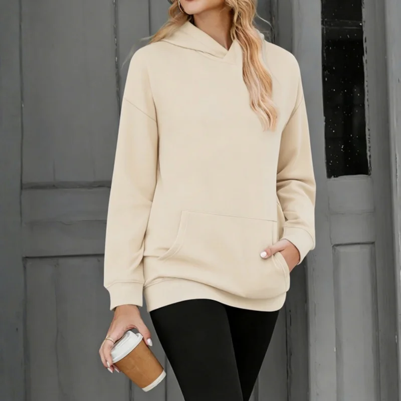 

NEW Women large size hoodie Sweatshirt loose casual drop-shoulder sleeve hoodie spring autumn No Drawstring Women‘s Sweatshirt