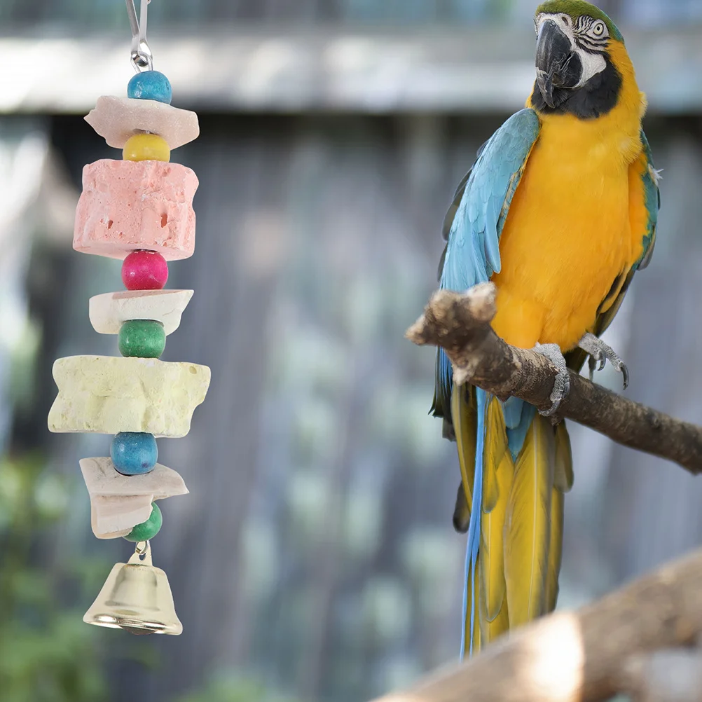 

2Pcs Bird Bite Plaything Cuttlebone Hanging Bell Teeth Grinding Chewing Supply Safe Material Fun Pet Activity Gift