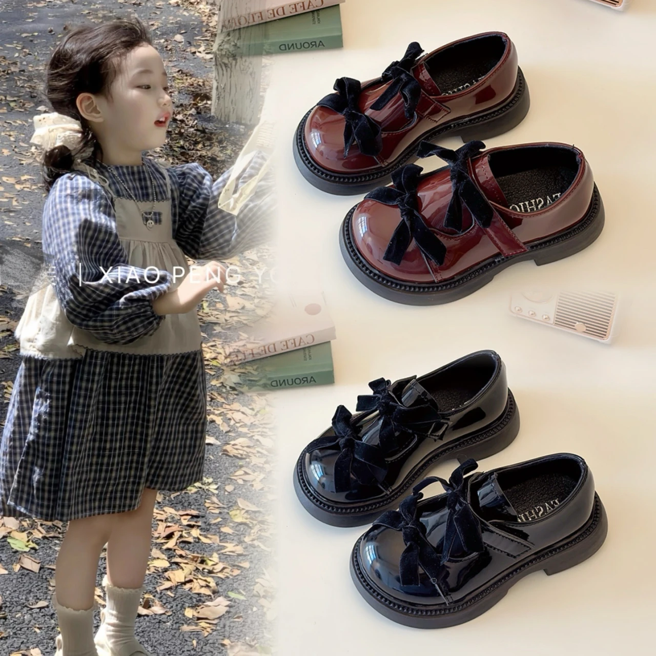 

Children Leather Shoes Spring New Princess Shoes for Girls Wine Red Versatile Kids Fashion Wedding Party Mary Jane Shoes Glossy