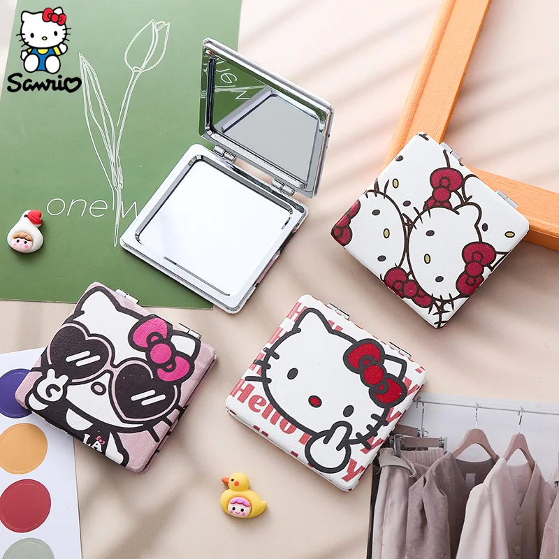 Kawaii Saniro Hello Kitty Makeup Mirror Cute Hello Kitty Foldable Makeup Mirror Mini Makeup Vanity Mirror Portable Hand Mirrors