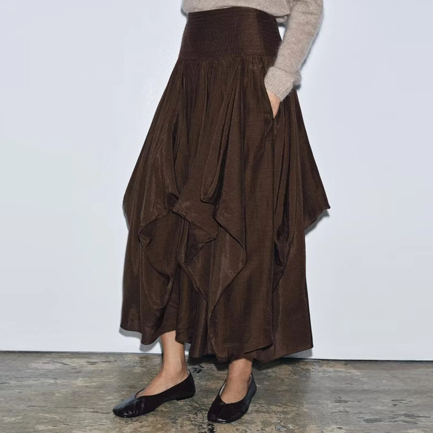 Z المرأة Faion ميدي تنورة ثلاثية الأبعاد Personali Sle تنوعا ملابس يومية الأوروبية Sle منتصف الخصر فضفاضة تناسب الخريف 2025 #2