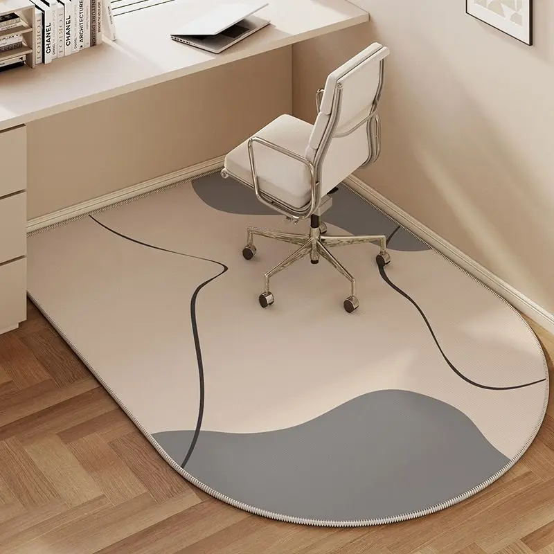 VIKAMA Beige Grey Abstract Line Arch Chair Mat Durable Stain Resistant Office Floor Protector Home Office Decor Home Decor