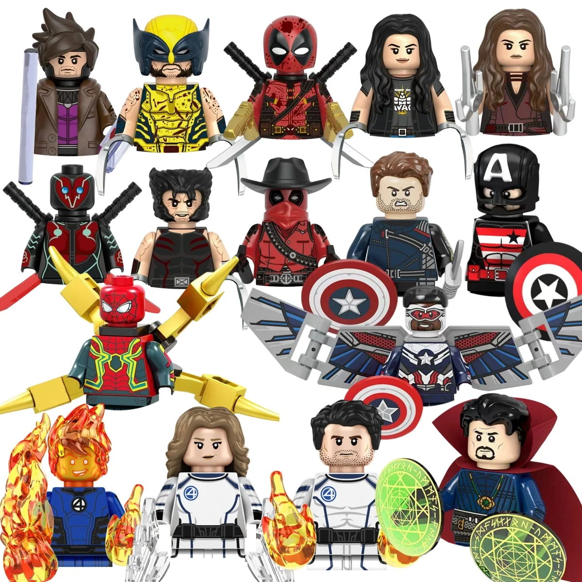 

Marvel Superhero Building Blocks kids MINI Puzzle Brick toys Human Torch Silver Surfer SpiderMan Captain America Collection Gift