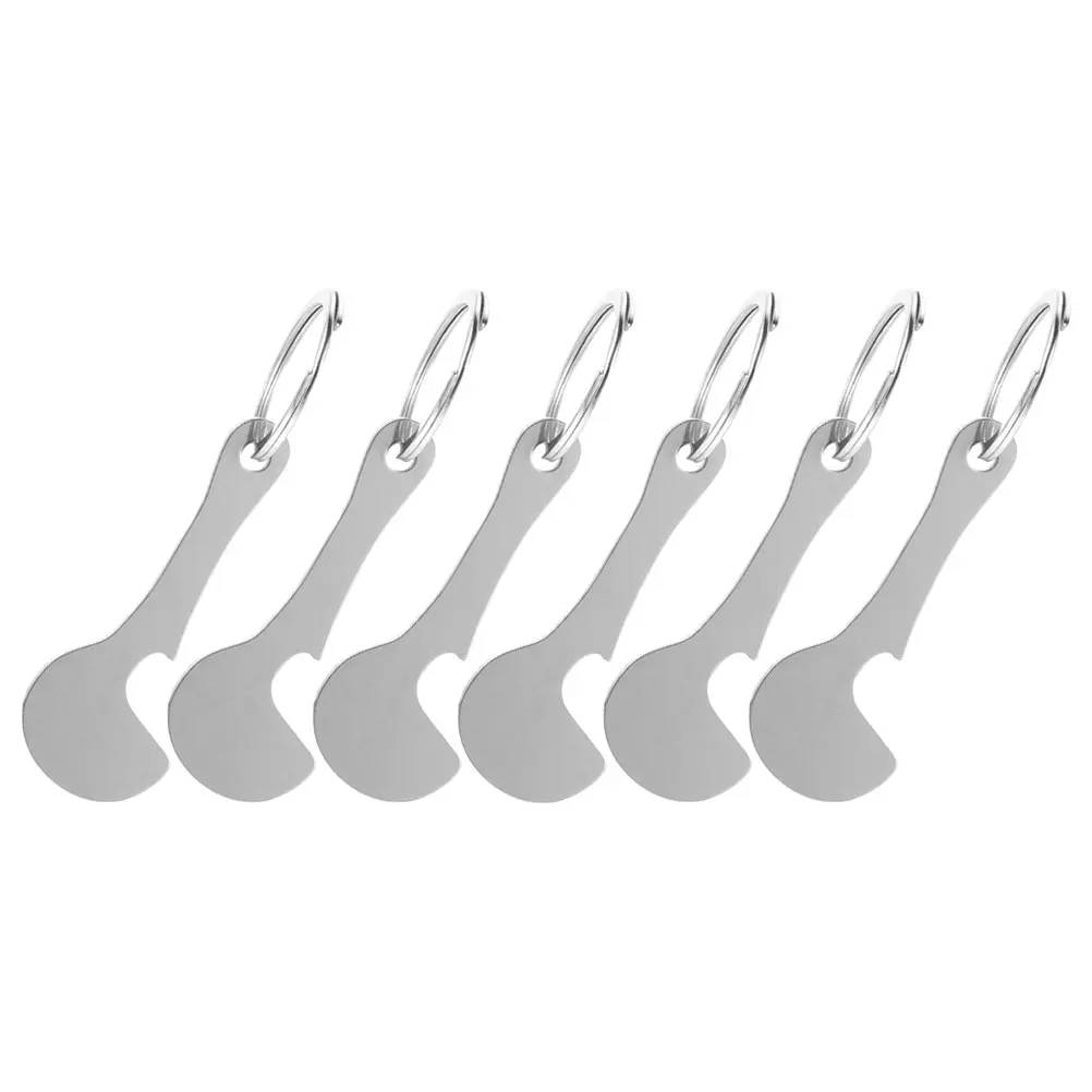 

6pcs Ring Keychain Stainless Steel Shopping Trolley Stainless Steel Key Ring Token Portable Supermarket Store Supply