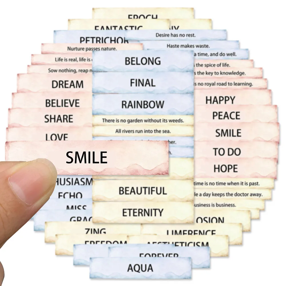 50pcs Retro Diary Word Sticker Creative Minimalism Decal For Diary Fridge Laptop Backpack Envelope Label Magazine Decal Sticker