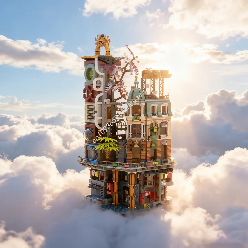 

5991pcs MOC City Hotel Corner Model Building Blocks Architecture Christmas Gift Assemble DIY Creative Education Idea Toys Brick