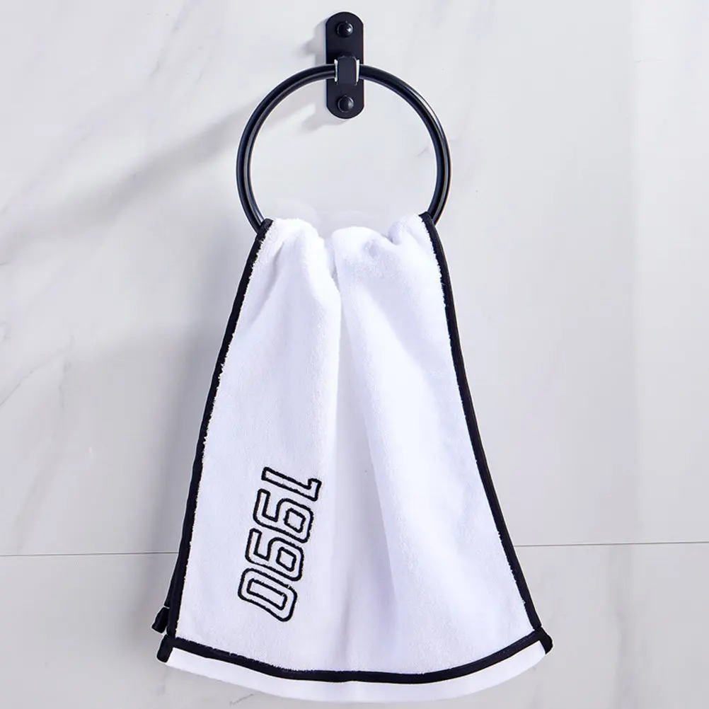 1Pcs Black Aluminum Bathroom Towel Ring No-Punching Thick Solid Rust-Proof Strong Load-Bearing Holder Towel Ring