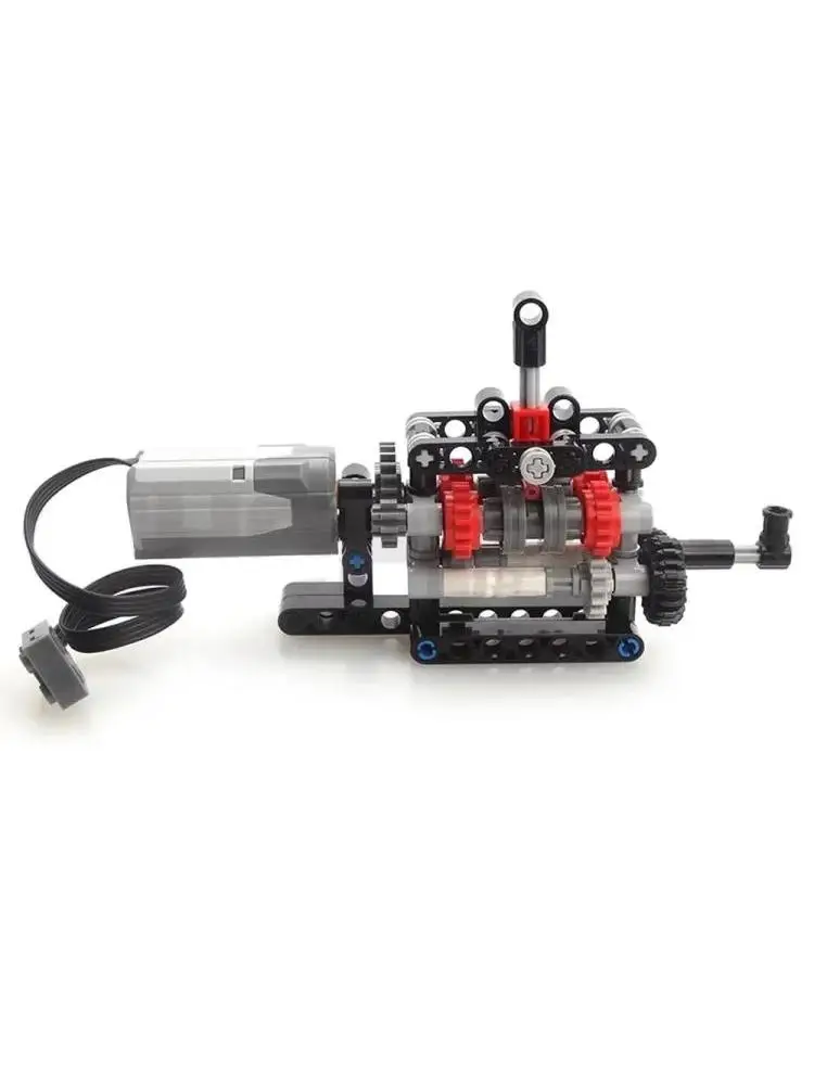 MOC DIY 4-biegowa skrzynia biegów Klocki konstrukcyjne Model techniczny Silnik M Manualna skrzynia biegów Zabawka edukacyjna STEM Funkcje zasilania — 2
