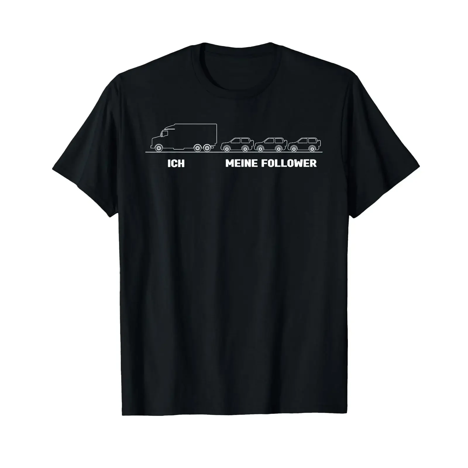 Ich Meine Follower Men's Lorry Truck Driver T Shirt black vintage Washed Top For Everyday Wear Stylish fashion Slightly homme