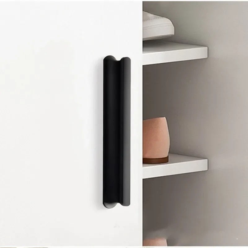 Simple Cabinet Door Pulls Wardrobe Drawer White Black Gold Solid Aluminum Alloy Handles for Furniture Hardware 1PC